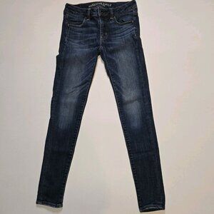 American Eagle Size 2 Womens Jeans Super Super Stretch Jeggings Dark Wash Skinny
